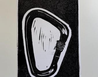 Carabiner Linocut Print