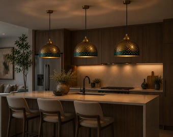 Handmade Moroccan Copper Pendant Lamp – Boho Hanging Light, Perforated Design