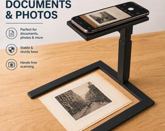 Overhead Phone Camera Stand, Document Scanning, Product Photography, Flat Lay Holder