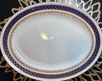 Grasmere Keeling & Co Mappin Webb Plato Ovalado de Porcelana de 12 pulgadas, Antique