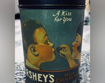 Vintage Hershey's melkchocoladeblik – zwarte metalen snoepdoos