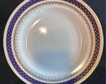 Mappin & Webb set van 10 dinerborden Blue Good kobaltgoud verguld rooster antiek