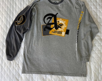 Koszula męska Akademiks Jeanius Society XL, szara, z długim rękawem Y2K Streetwear