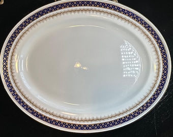 Plateau ovale Grasmere Keeling & Co Mappin Webb 5 po. Excellente bordure dorée