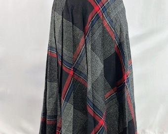Falda midi de lana a cuadros Vintage Copley Square Ltd, talla XS