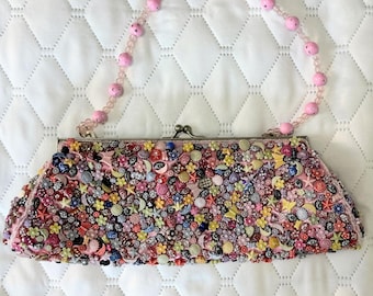 decoden Beaded Clutch Damska Mała Różowa Fantazyjna Kiczowata Torebka Kwiatowa