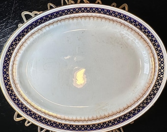 Talerz owalny Mappin & Webb Grasmere Keeling Co 14,5 cala w kolorze złotym, antyczna Anglia