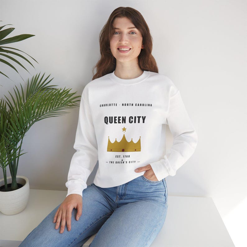 Queen City Crown Sweatshirt | Charlotte North Carolina Crewneck image 3