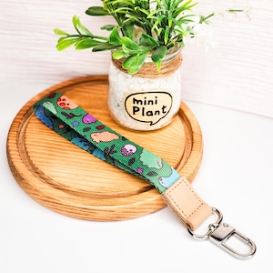 Cute Mini Dinosaur Wristlet Lanyard | Key Keychain or ID badge Holder | Gift for School Students, Teachers, Work