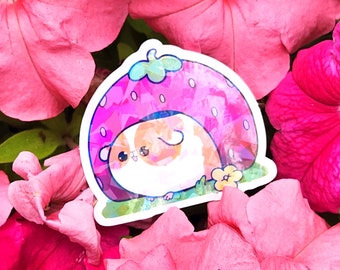 Cute guinea pig stawberry vinyl sticker | Kawaii sticker