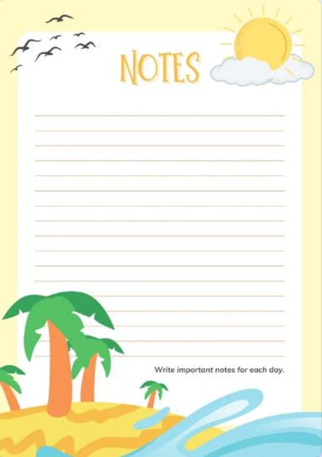 Beach Note Example Tropical Beach Notes Journal Cover: Daily Important Notes Planner - Etsy