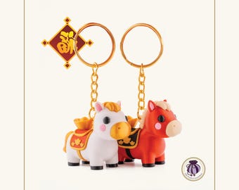 Jahr des Pferd Keychain | Handgefertigtes Mondneujahr Dekorationsgeschenk
