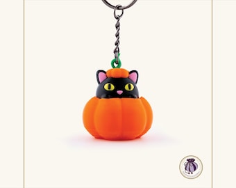 Entzückende Kürbis Katze Fidget Keychain | Halloween-Thema Stress Relief Spielzeug für Taschen