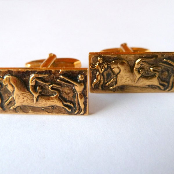 Vintage Men's Cufflinks. Gold Tone Cuff Links. Cuff Links. Rectangle Shape Men's Cuff Links.Gift for Him