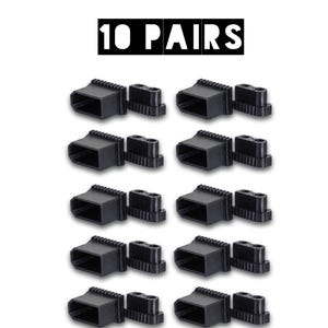 May include: Ten pairs of black electrical connectors are shown on a white background. Each pair comprises a rectangular housing and a smaller, two-pronged component. The text "10 PAIRS" is printed in bold, white letters at the top of the image.