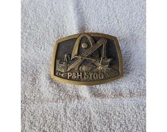 Hebilla de cinturón vintage para excavadora hidráulica P&H modelo 5700, 1979. GI-0431