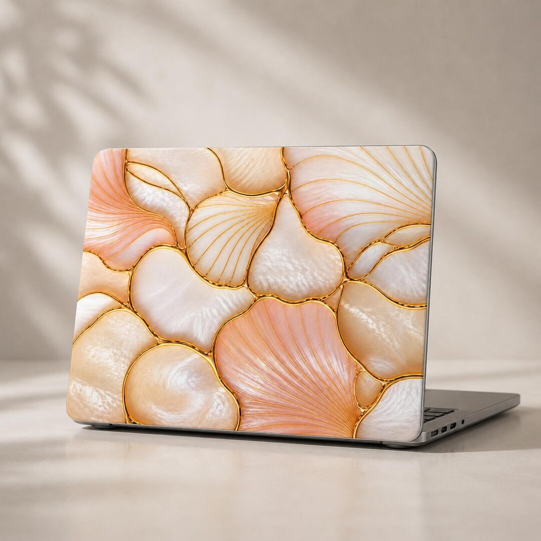 Pear Computer Cover Peach Seashell Matte MacBook Case, Pearl Shell Laptop Skin, Iridescent ...