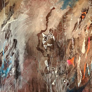 large Original Abstract Expressionist Mixed Media Contemporary abstract painting- &quot;The Last Embers&quot;