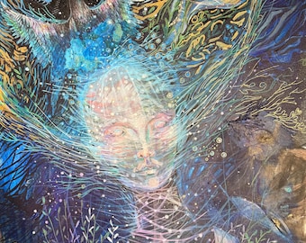 Original Mixed Media Abstract Painting- "Ancient Constellation Dreams”