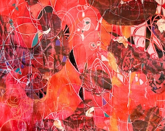 large Original Abstract Expressionist Mixed Media Contemporary abstract painting- "Lassoing the Sun"
