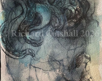 Original "Implicitus" Mixed Media Painting, Expressionist Art Brut on Paper