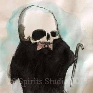 Original art brut neo expressionist Mixed Media Small Drawing- &quot;A Debonair Fellow&quot;