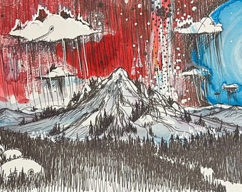 Original Drawing “Take Flight: Red Sky at Night” Part of the Shut-In & Dwelling Series