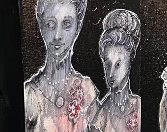 Sisters from the Past: Sweet Unrest Series, Original Drawing, Figurative
