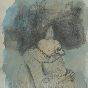 Disegno contemporaneo originale con l'acquerello e inchiostro su carta-"L'errata One"