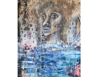 GICLEE PRINT of Original Abstract Painting - "Head Above Water of My Tears"