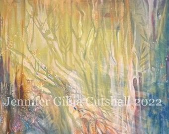 Original Big Abstract Painting -  "A Forest Memory”