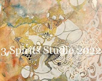 Original mixed media  painting on yupo paper- "A Golden Solstice "