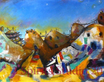 Giclee Print  of  Original Abstract Painting by Jennifer Gillia Cutshall "The Night Still Sobs For Those Favored Hills"