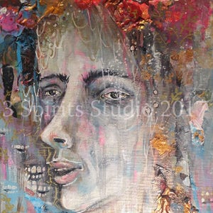 Original Abstract Figurative Painting - &quot;Chatter in the Garden&quot;