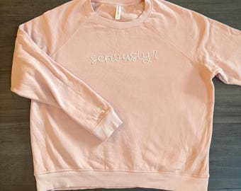 Customizable Hand Embroidered Women's Raglan Sweatshirt