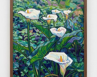 Postimpressionistisches Gemälde einer Calla-Lilie – Digitaler Download, eleganter Kunstdruck mit floralem Motiv