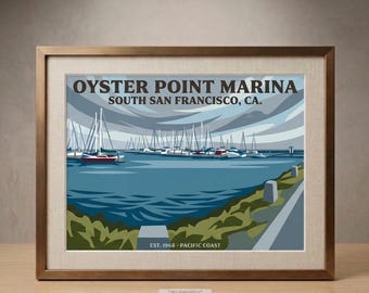 Oyster Point Marina Print, South San Francisco Sailboat Harbor (Digitaler Download)