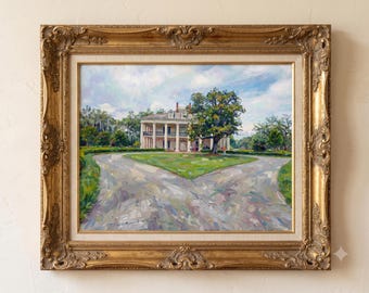 Südliche Plantage Herrenhaus | Impressionistischer Stil Digitaler Kunstdruck