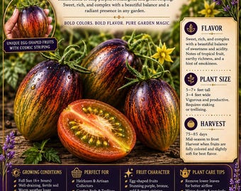 Atomic Fusion Tomato Plant | Rare Artisan Egg-Shaped Cosmic Striped Fruit
