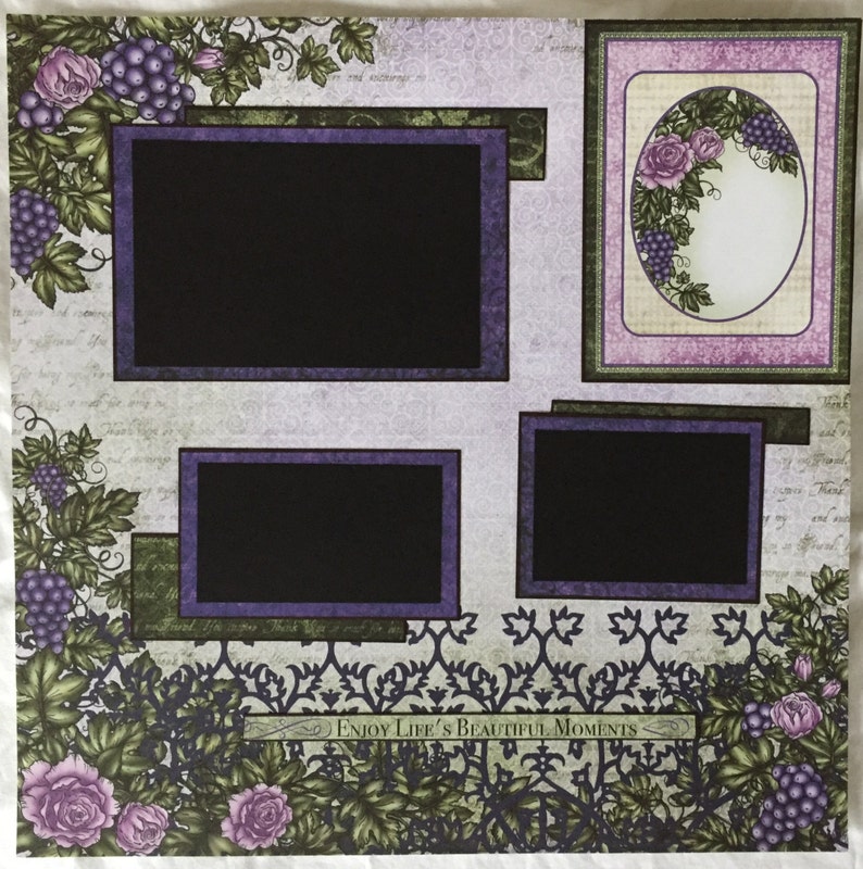 Wine Vinyard Themed 2 Page Layout 12 x 12 Scrapbook 2 Page 2 Page 12x12 Layout by Island Lilly Designs
