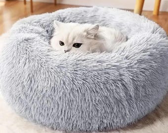 Beruhigendes Katzenbett - Selbstwärmendes Anti-Angst-Haustierbett mit rutschfester Basis
