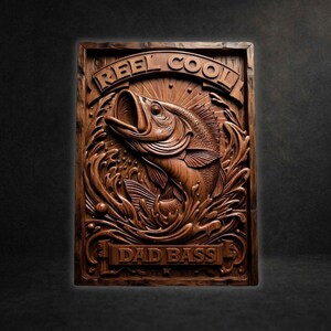 Abborre Fiske Reel Cool Dad 3d Stl-fil för Cnc Fräs Träsnideri Design, Cnc Snickeri Reliefmodell, Digital Skulptur Mall