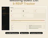 Wedding Guest List & RSVP Tracker | Google Sheets Template | Dashboard, Meal Counts and Checklist