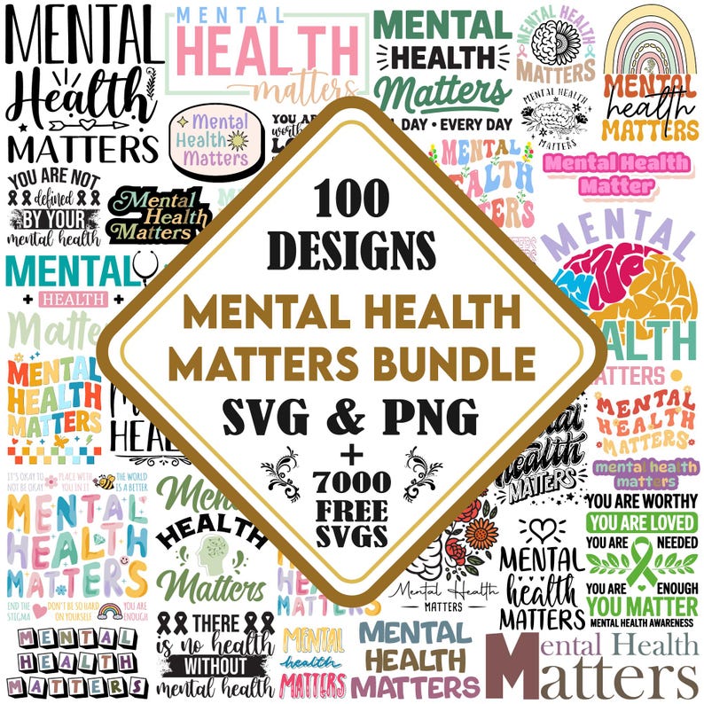 Mental Health Matters Svg Bundle, Awareness Svg, Positive Svg ...