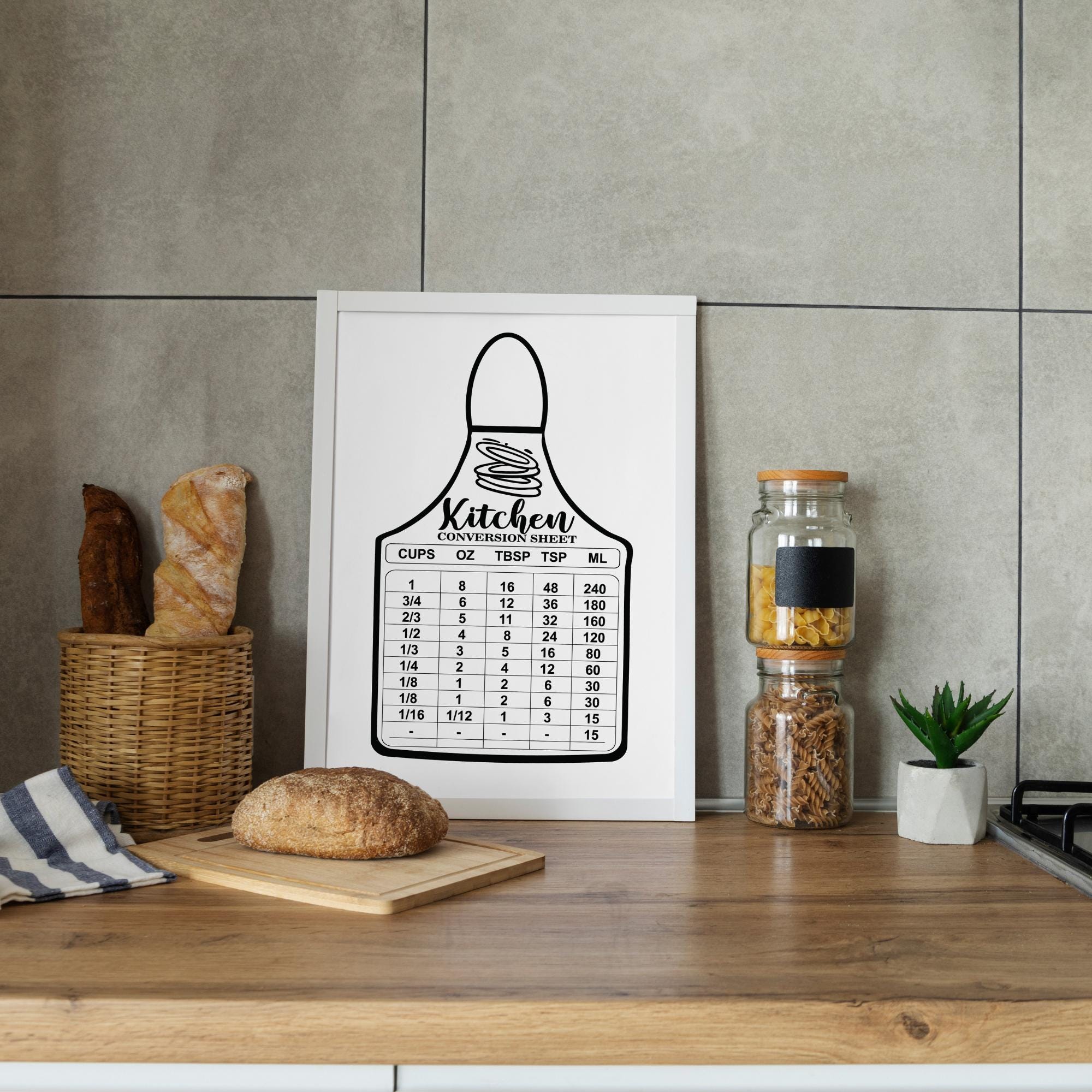 Kitchen Conversion Chart Svg | Kitchen Chart Svg | Kitchen Measurements ...