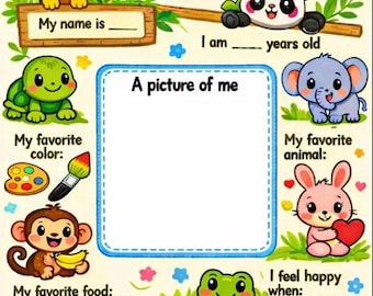 About Me! Classroom Bundle – Editable “About Me” Worksheets for Kids | Preschool, Kindergarten & Elementary Printable