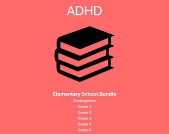 ADHD Elementary School Workbooks – ADHD-friendly Design | K2 - 5th Grade | 12 Books (6 color + 6 Black and white)
