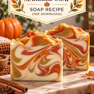 Soap Recipe – Pumpkin Spice Marbled Soap | Cold Process Soap Making | Beginner Friendly PDF Download