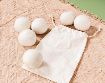 Paquet de 6 balles de séchage en laine faites main