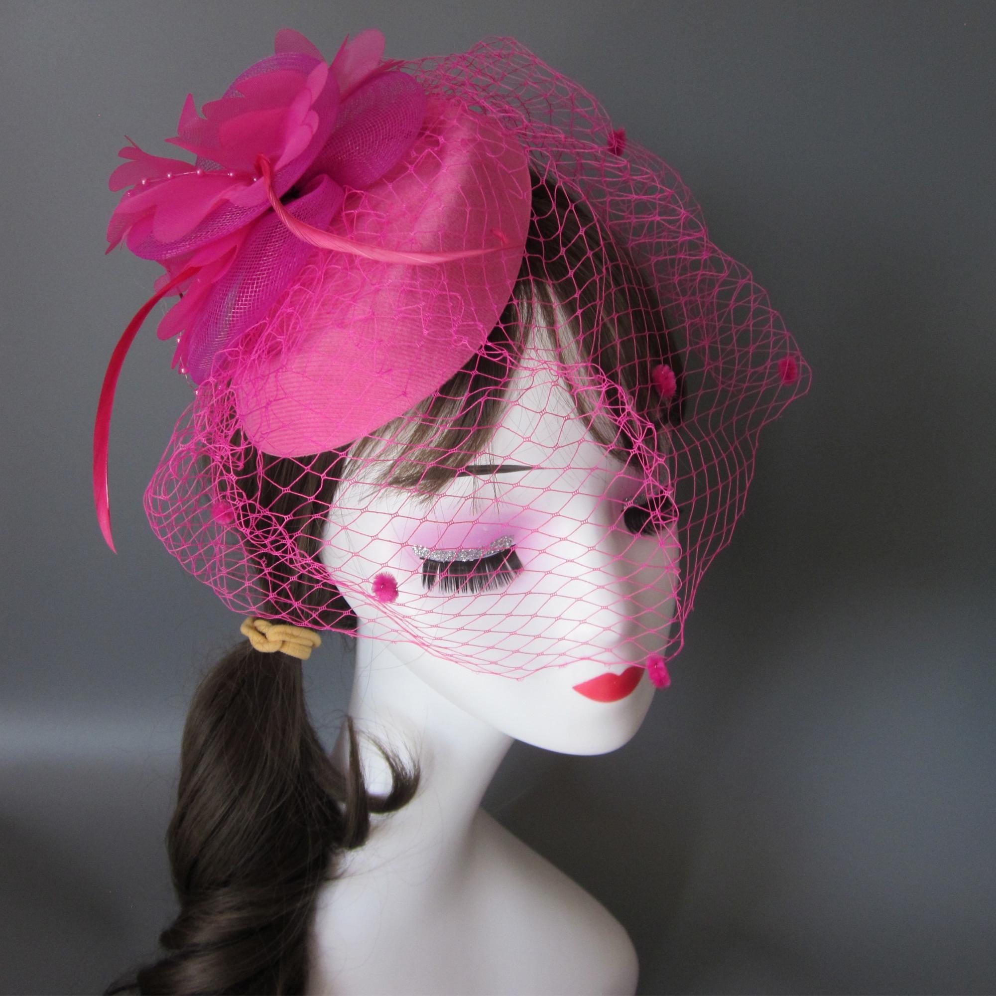 Pink Veil Fascinator - Etsy